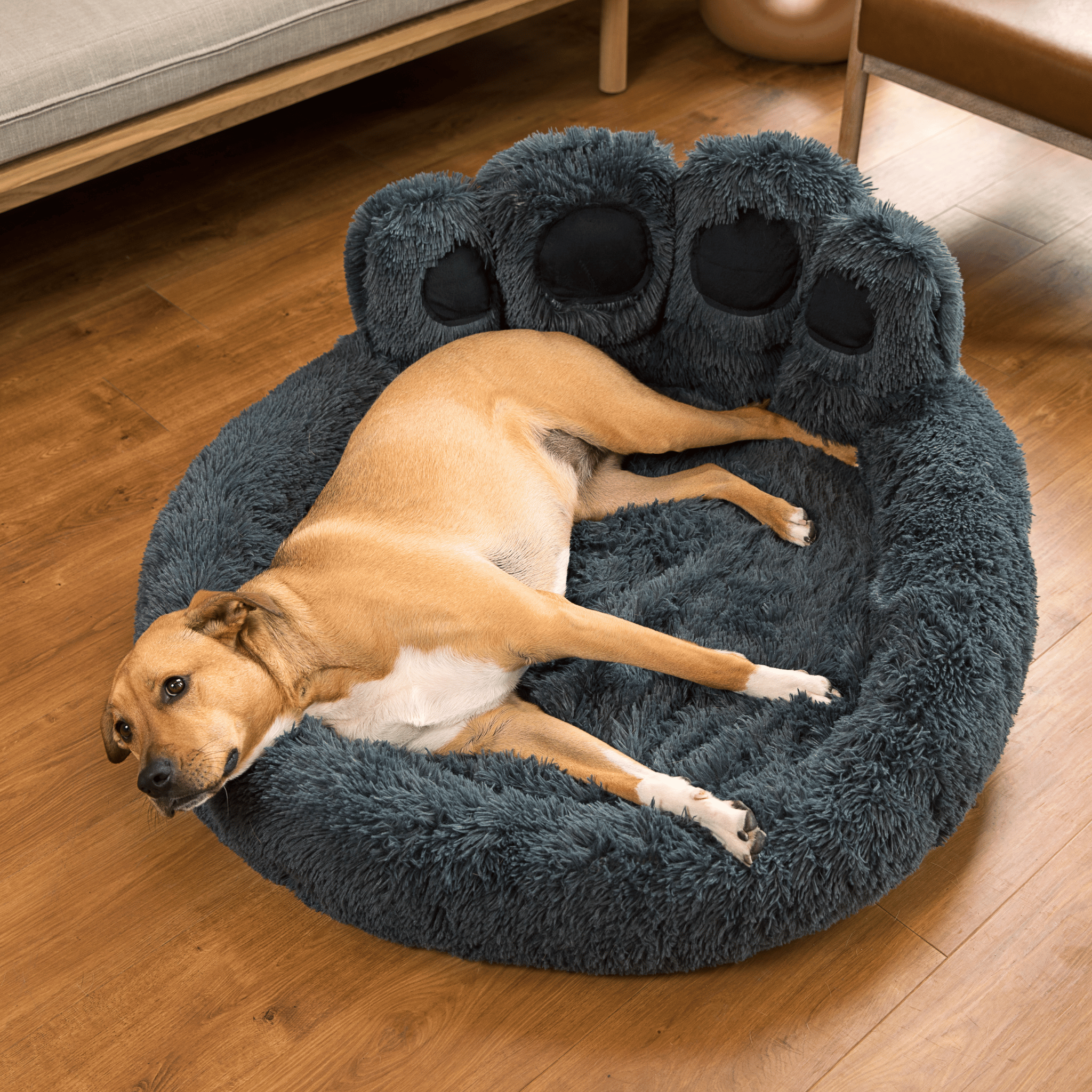 Calming Paw Dog Bed Anti-Anxiety Orthopedic Paw Bed for Dogs Comfy Fur