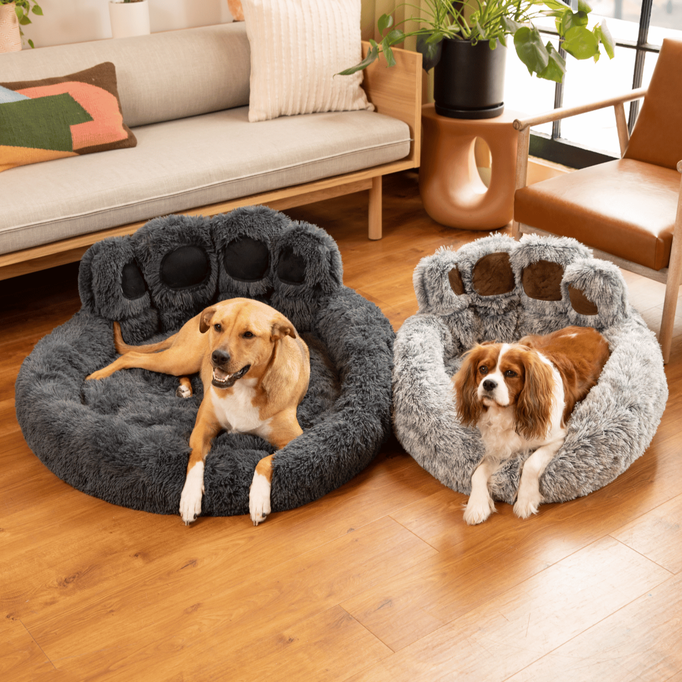 Calming Paw Dog Bed Anti-Anxiety Orthopedic Paw Bed for Dogs Comfy Fur