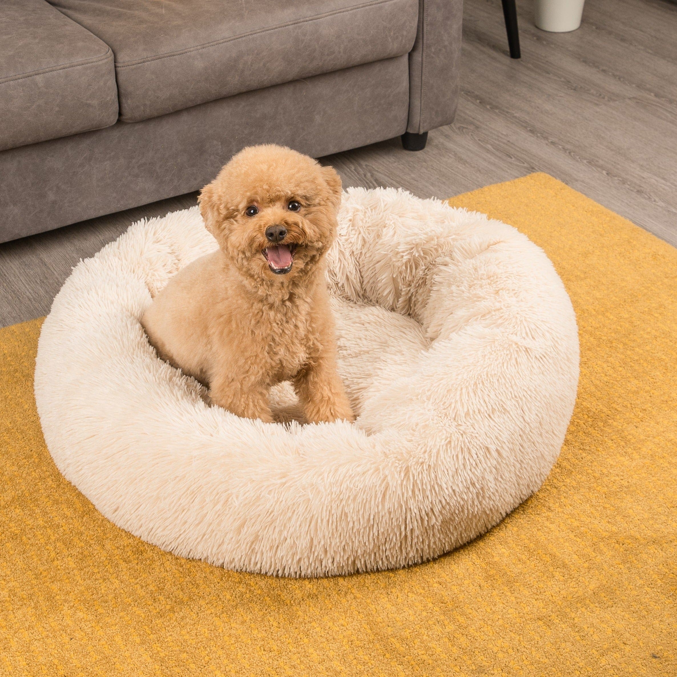 Anti-Anxiety Calming Bed for Dogs Comfy Fur Donut Cuddler Cozy Pet Bed