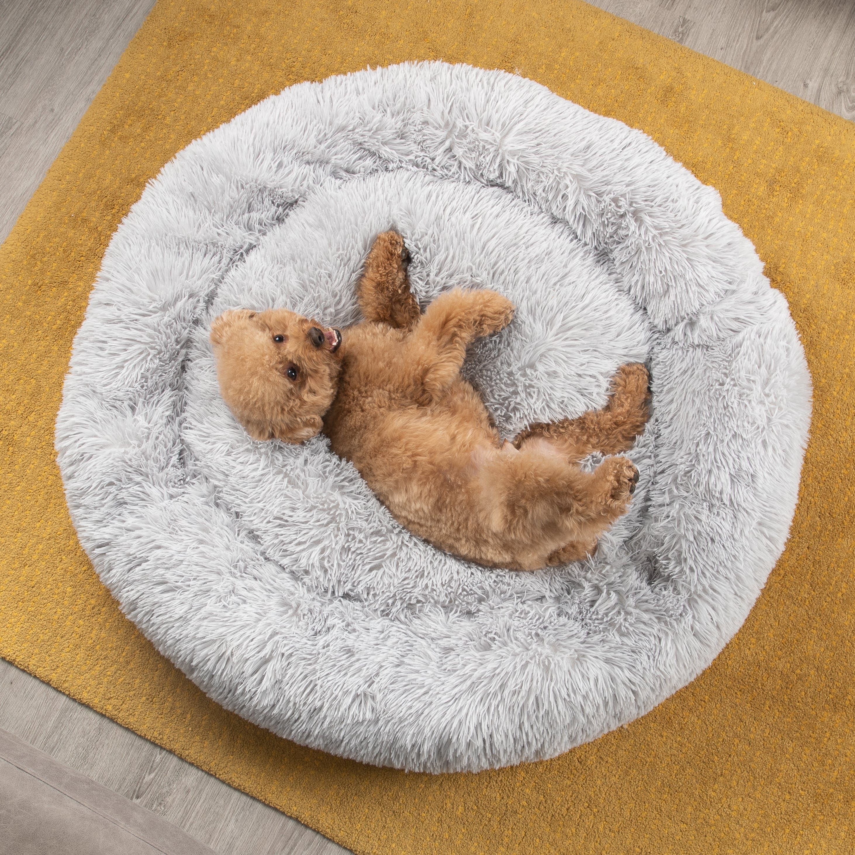 Anti-Anxiety Calming Bed for Dogs Comfy Fur Donut Cuddler Cozy Pet Bed