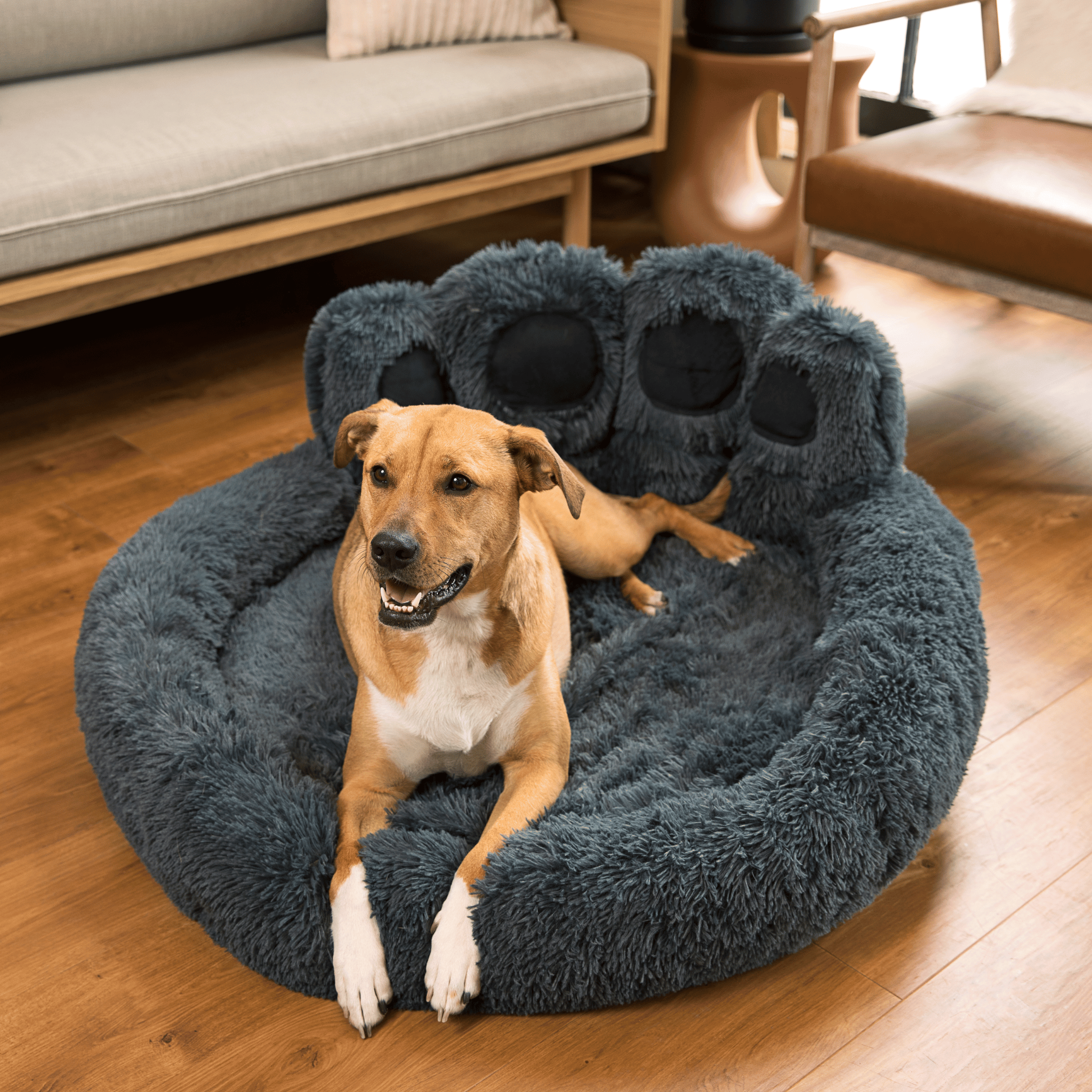 Calming Paw Dog Bed Anti-Anxiety Orthopedic Paw Bed for Dogs Comfy Fur