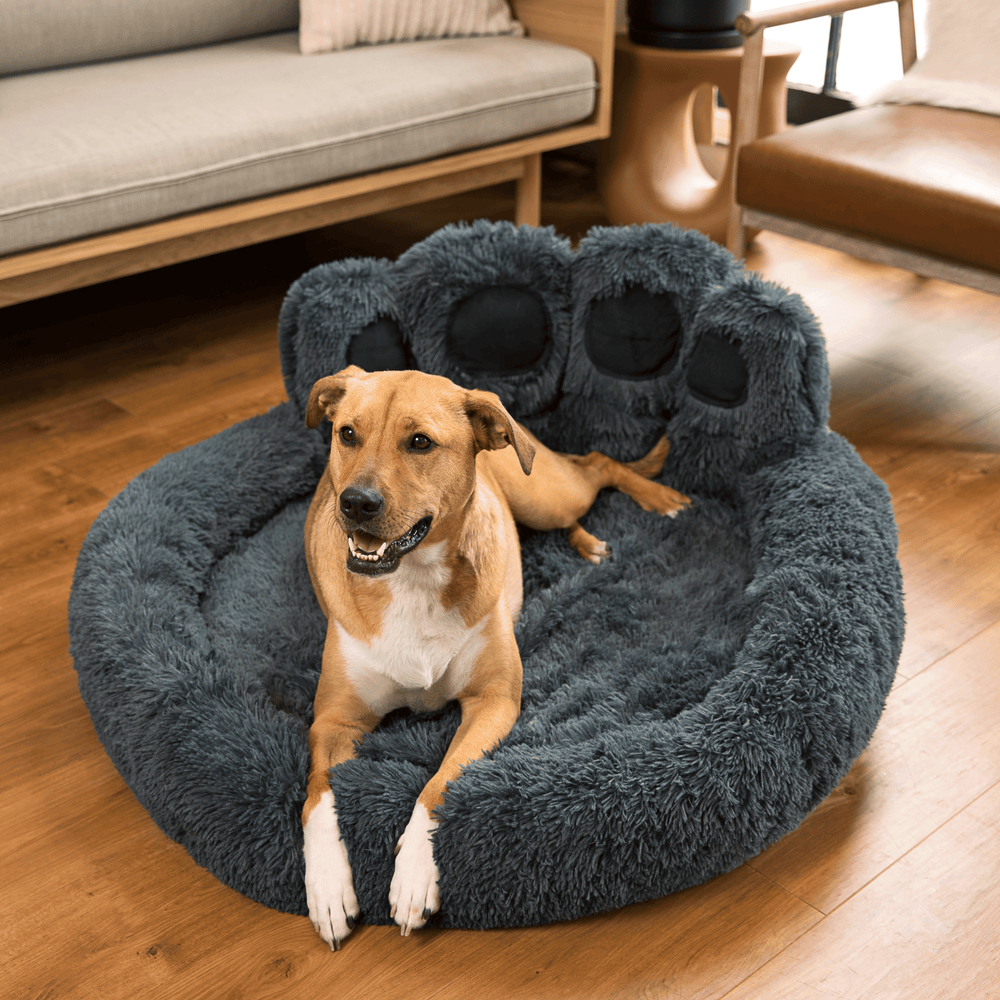 Calming Paw Dog Bed AntiAnxiety Orthopedic Paw Bed for Dogs Comfy Fur