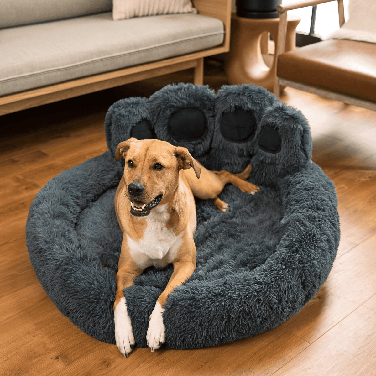 Calming Paw Dog Bed AntiAnxiety Orthopedic Paw Bed for Dogs Comfy Fur